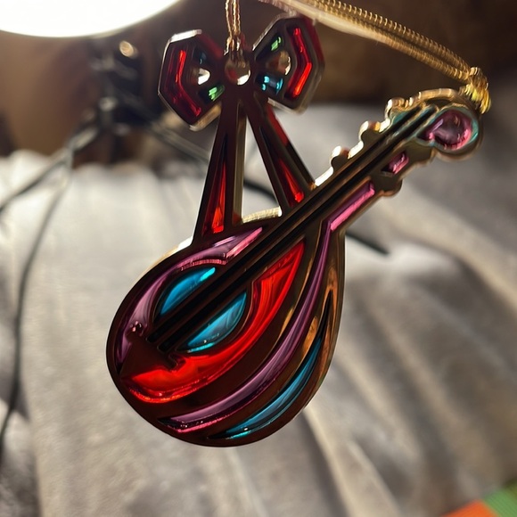 Vintage (1984) Avon Snow Fantasy Jewel tone Lyre, Mandolin, & Horn Ornaments - Picture 1 of 10